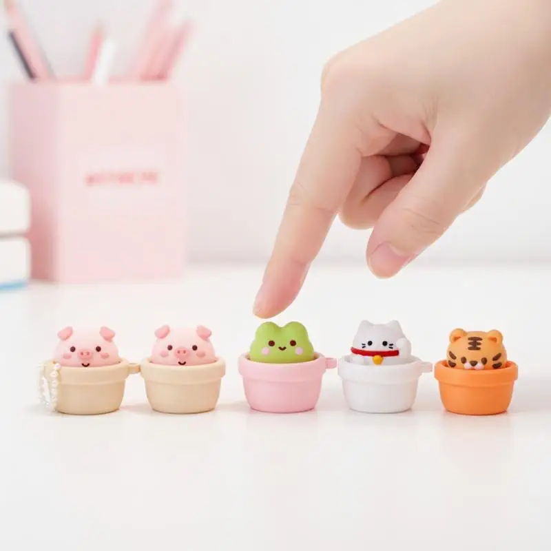 Finger Button Clicker Fidget Keychain Soft Slow Rebound Anti-stress Clicking Pressure Relief Funny Cartoon Animals