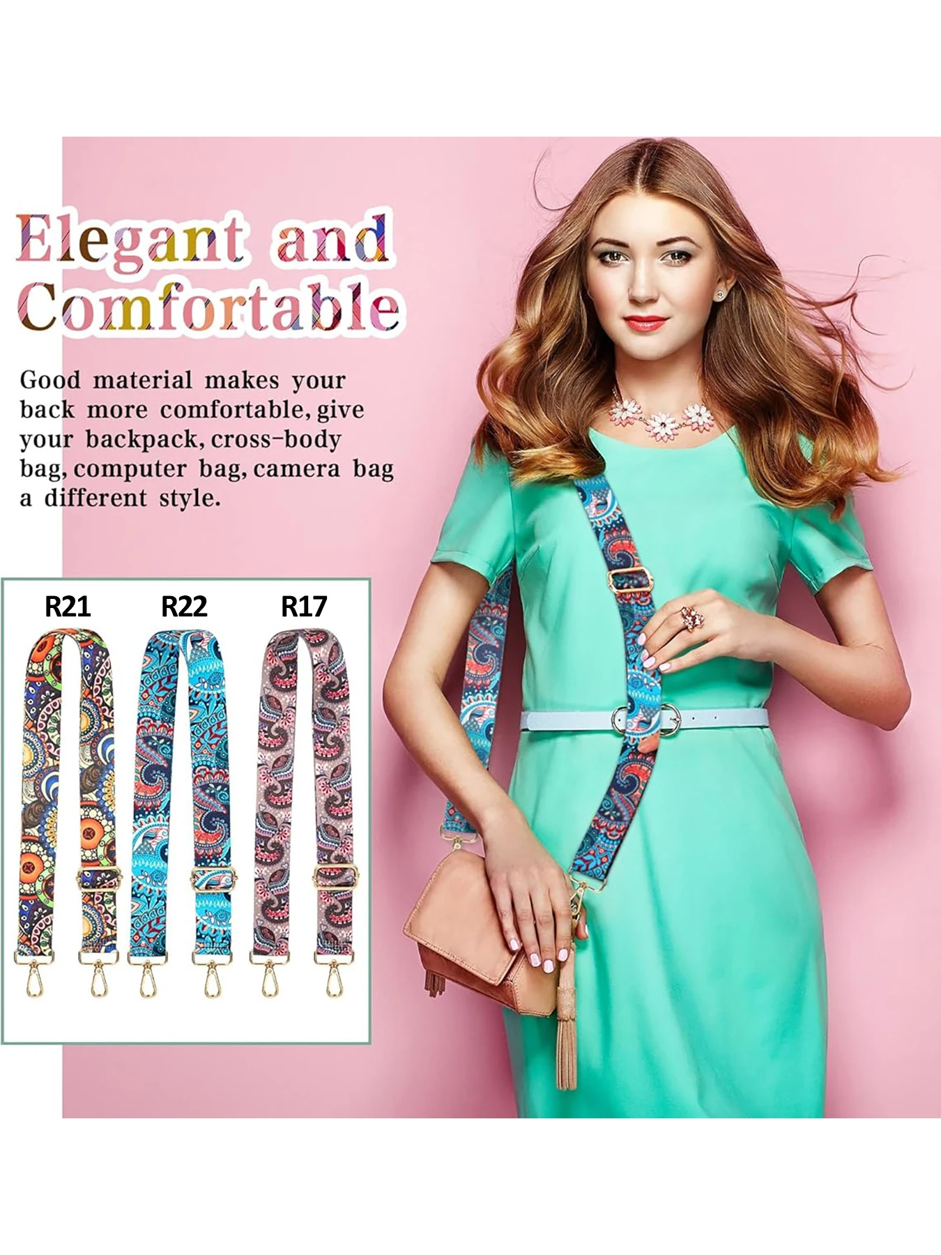 المألوف الملونة نمط الأزهار حقيبة حزام قابل للتعديل حقيبة حزام لحقيبة يد نسائية عادية العصرية تنوعا حقيبة الملحقات