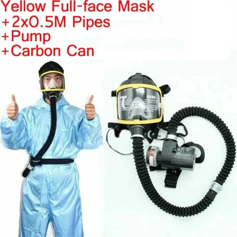 Gas Mask Respirator System Respirator Face Mask Protective Electric Constant Current Air Supply Full Face Mask Workplace Safety