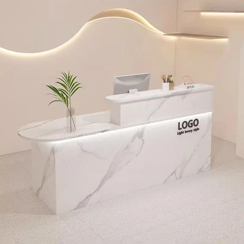 

European Storage Reception Counter Unique Design Elegant Aesthetic Reception Desk Simple Trendy Theke Empfang Office Furniture