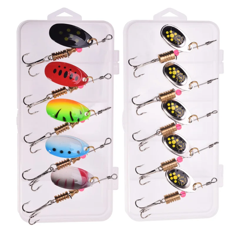 

5pcs/box Metal Sequins Spinner Spoon Bait Crankbaits Wobblers Boxed Lures Kit for Pike Bass Artificial Hard Baits Fishing Tackle