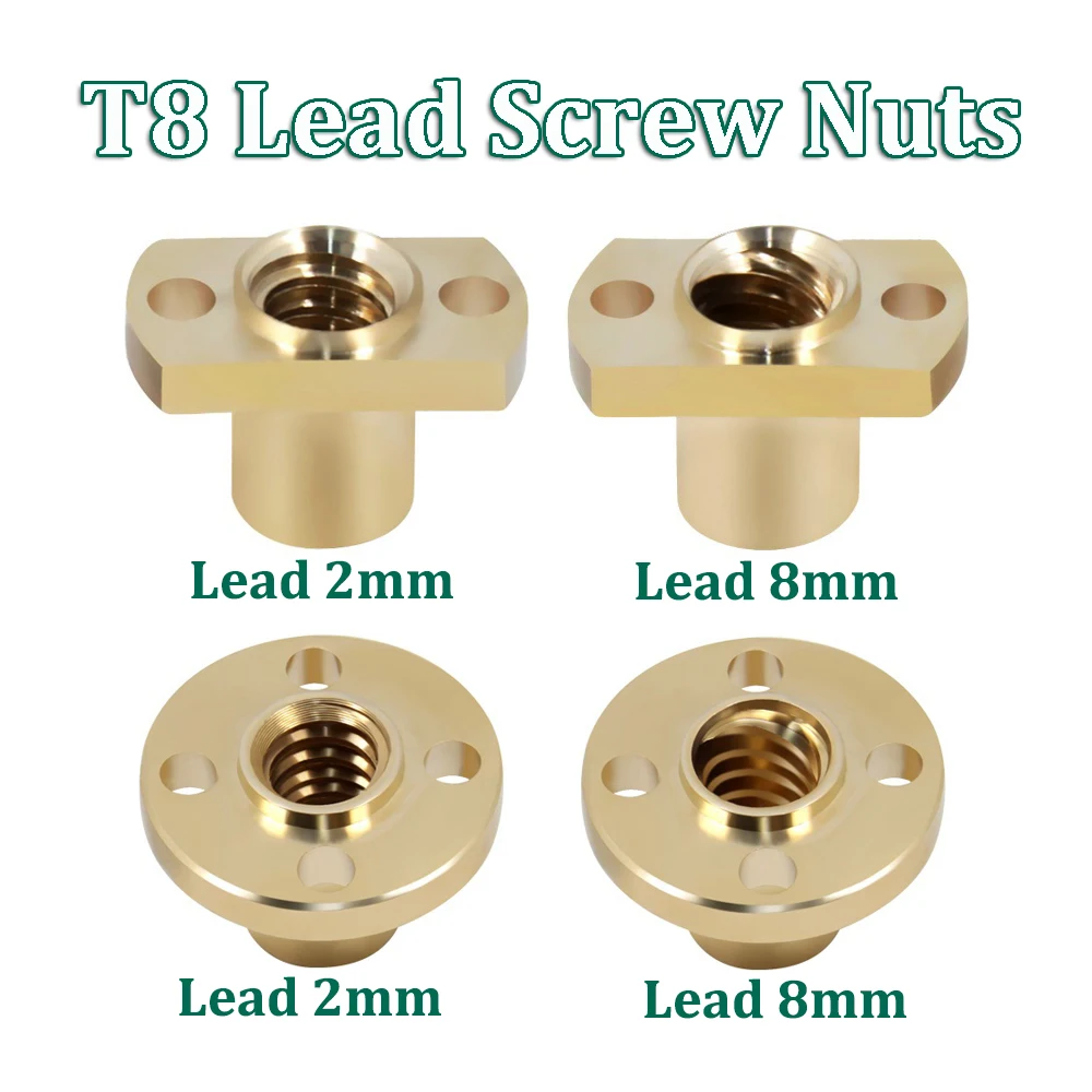 

4pcs T8 Lead Screw Nuts H Flange Brass Nut T8 Trapezoidal Lead Screw Nut Pitch 2mm Lead 2mm /8mm CNC 3D Printer Parts