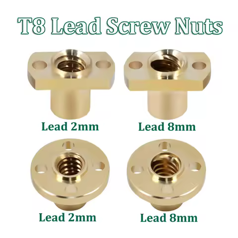 4pcs T8 Lead Screw Nuts H Flange Brass Nut T8 Trapezoidal Lead Screw Nut Pitch 2mm Lead 2mm /8mm CNC 3D Printer Parts