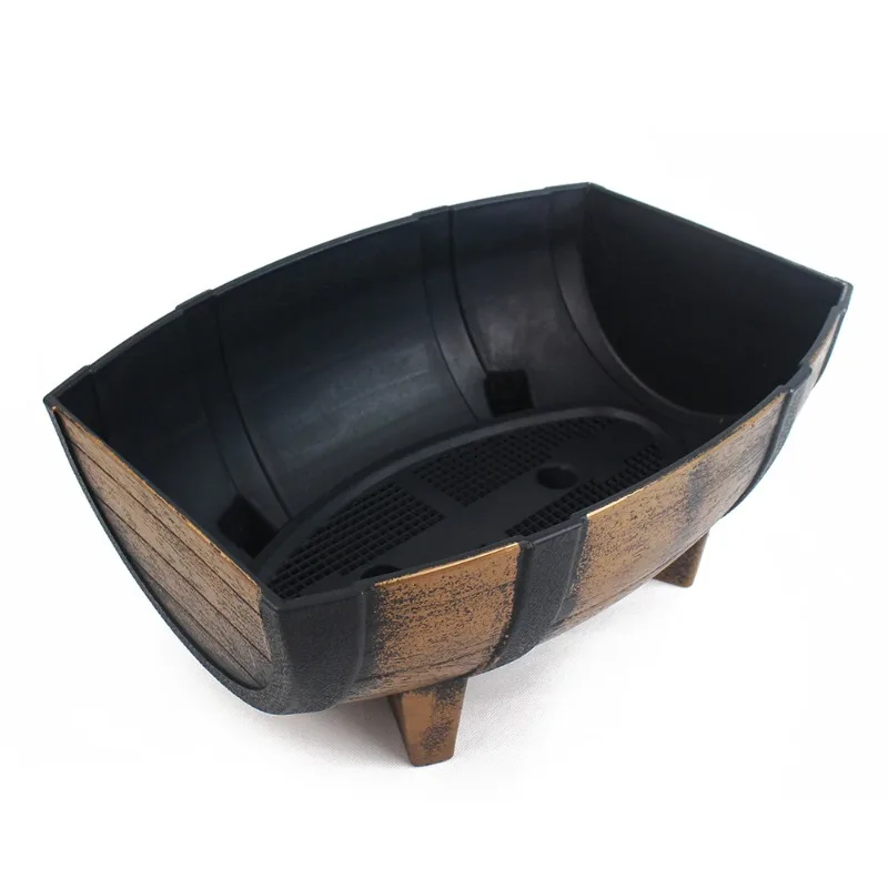 Creative Gardening Plastic Imitation Wooden Barrel Flower Pot Brown