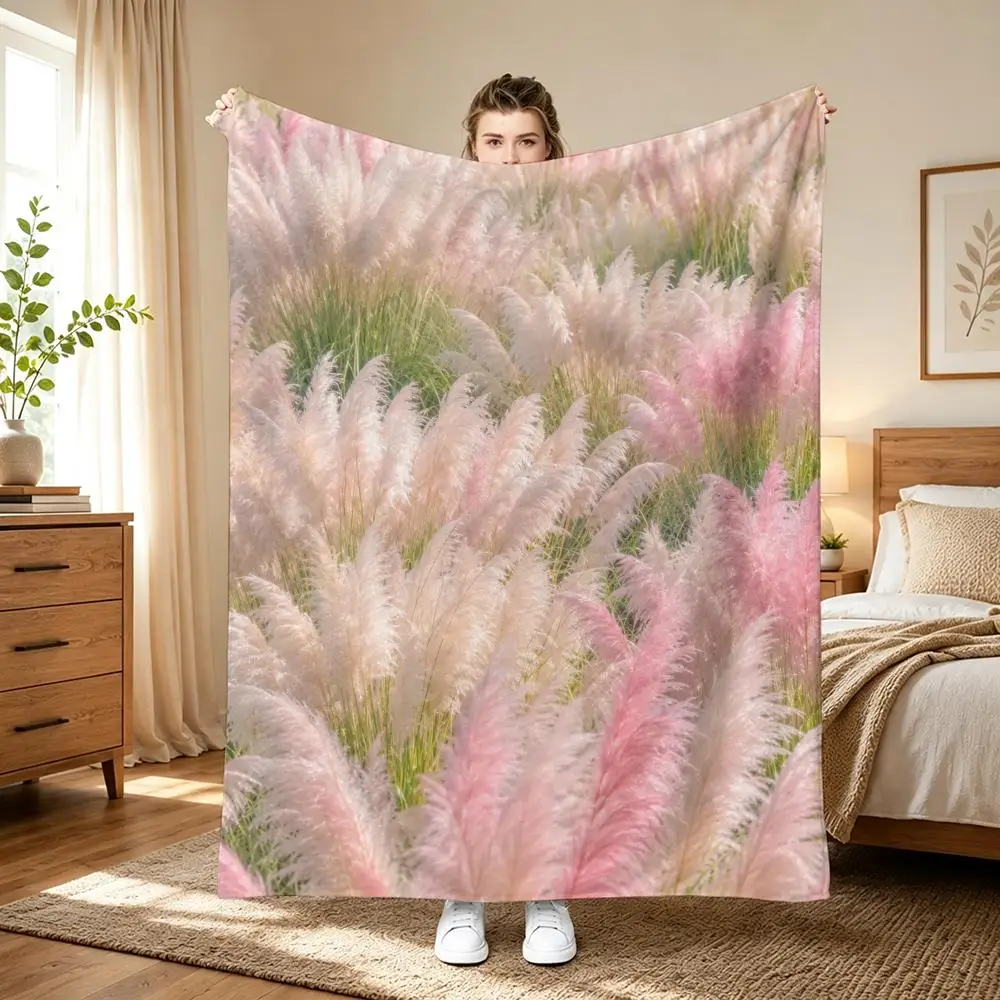 Natural Botanical Art Throw 240g flannel blanket, suitable for sofas, beds, offices, exquisite gift blankets