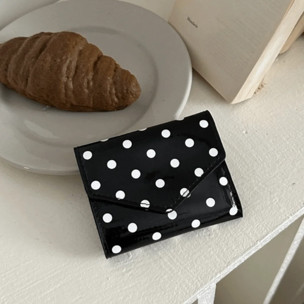 Compact Polka Dot Wallet Multiple Slots Wear Resistant Coin Clutch Purse Smooth Surface Zipper Women's Card Holder Daily Use