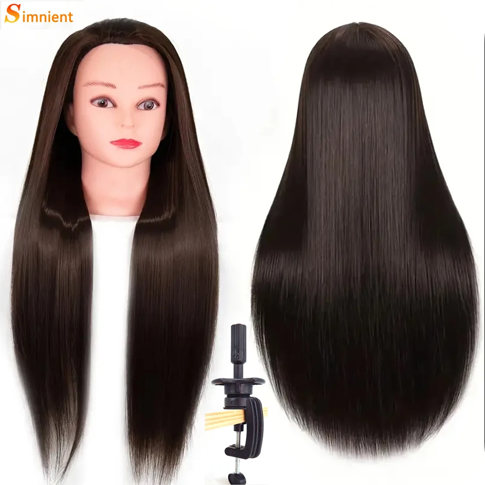

Long Synthetic Fiber Hair Mannequin Head With Free Clamp Stand Hairdresser Training Manikin Cosmetology Doll Head For DIY Braid