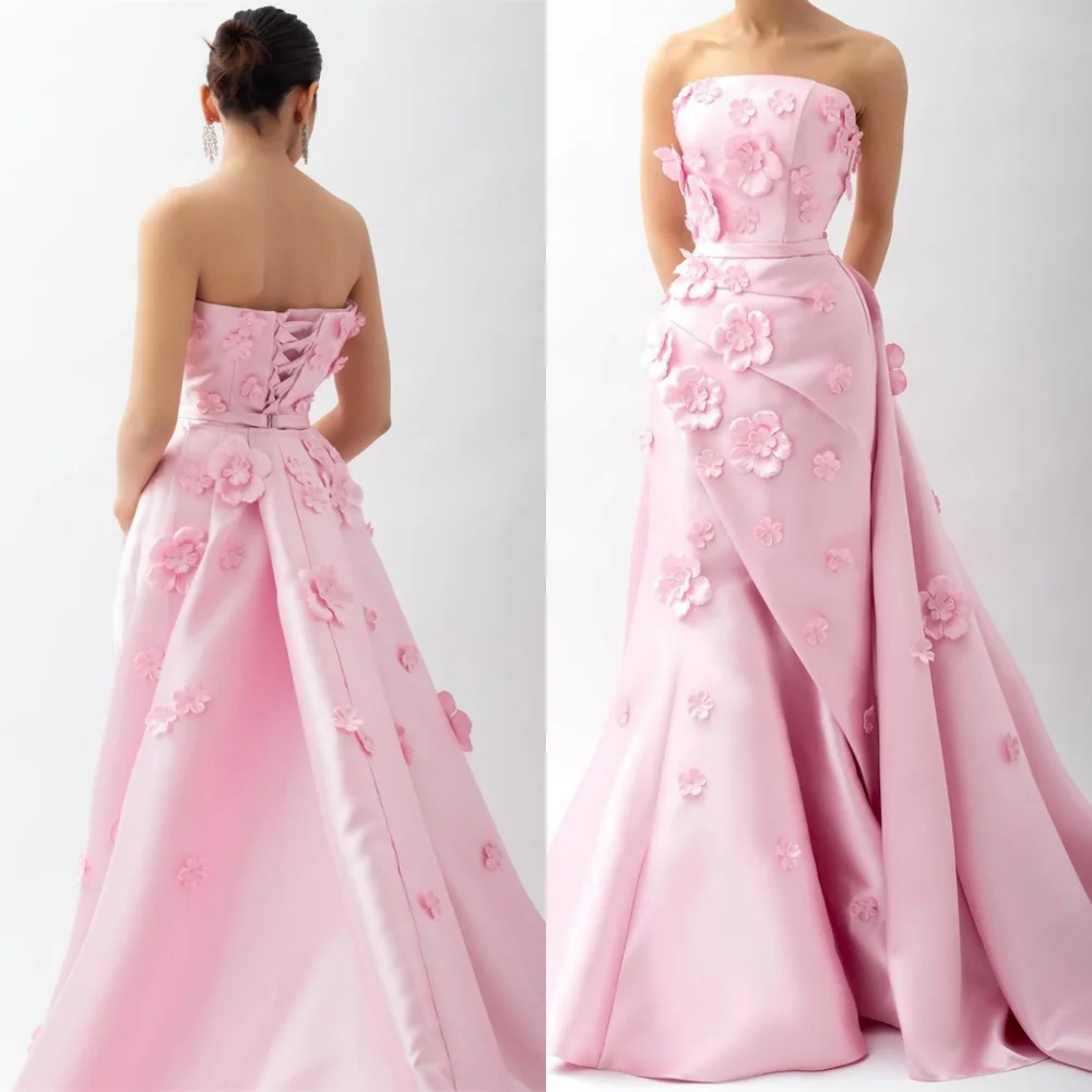 

Customized Romantic Mermaid Satin Evening Dress Classic Strapless Sleeveless Homecoming Dresses Exquisite Vestido De Festa