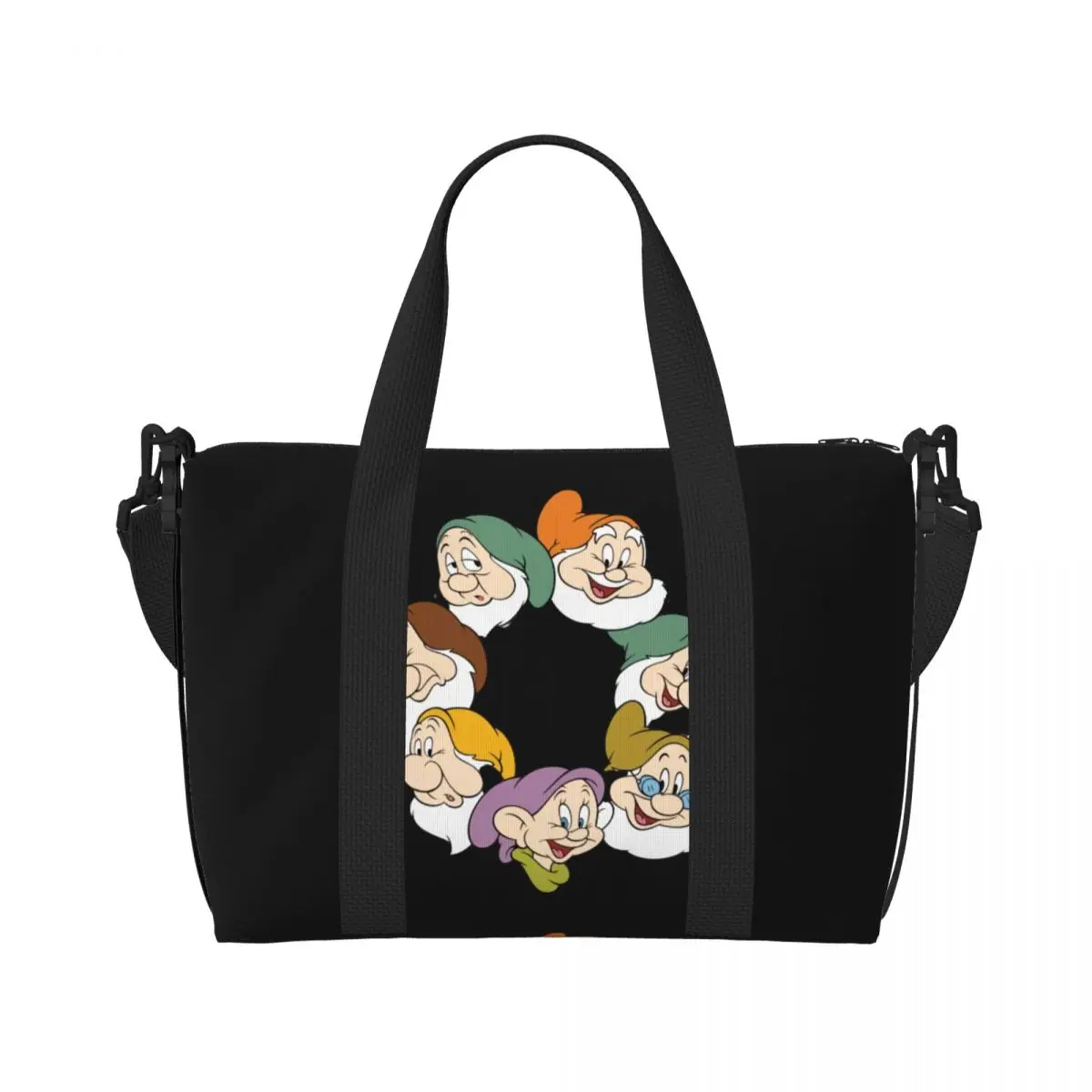 Custom Snow White And The Seven Dwarfs Beach Tote Bag Women Extra Large Gym Carry On Travel Shopping Bags