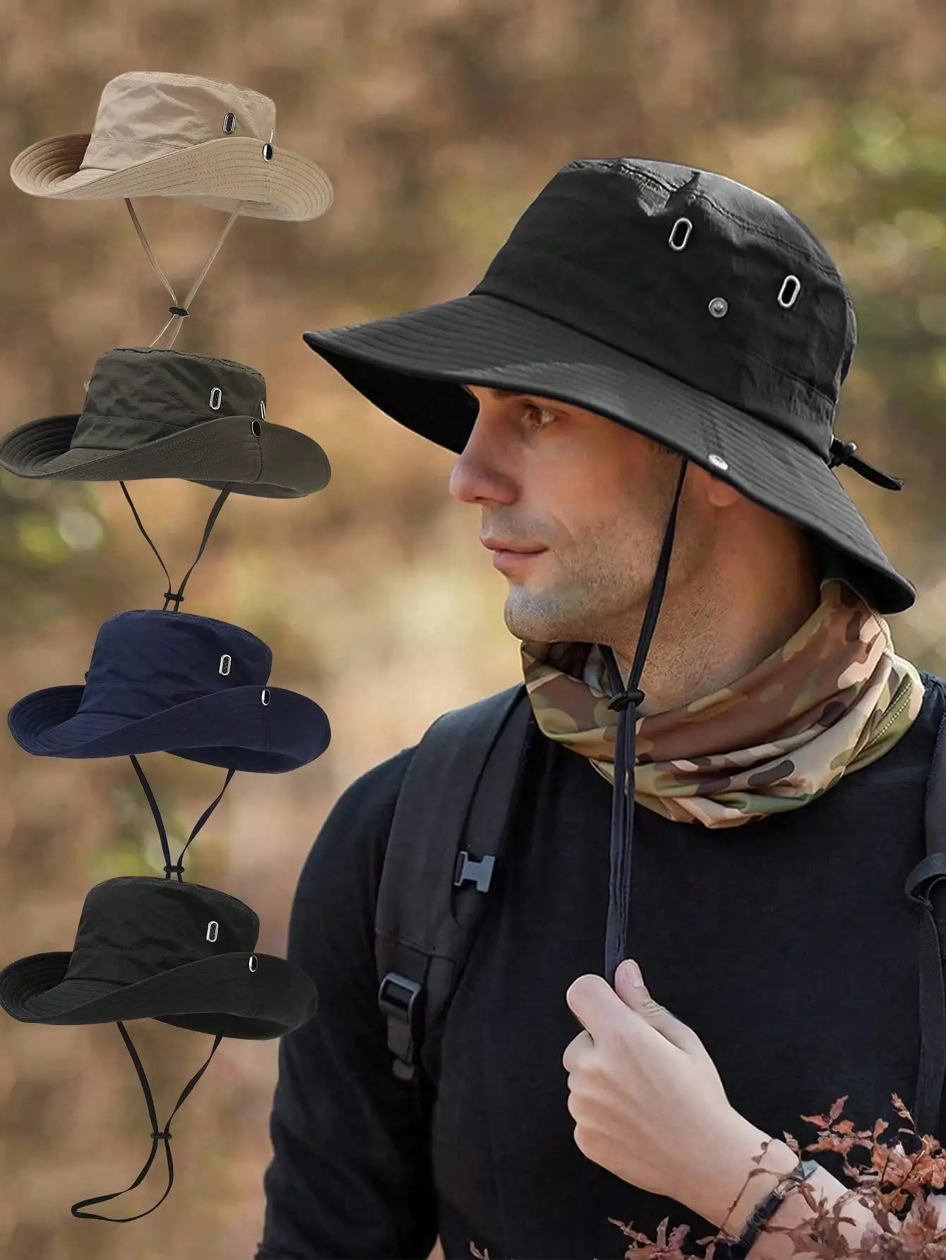 

1pc Unisex Foldable Adjustable Sun Hat, Windproof, Suitable For Hiking And Daily Wear,Festival,Travel
