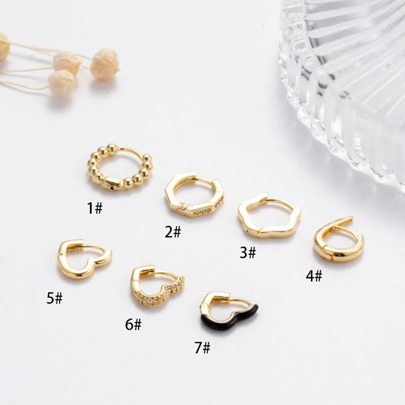 

1Piece 20G Stainless Steel Heart Hoop Earrings for Women Gold Plated Flower Polygon Simple Cartilage Earrings Piercing Jewelry