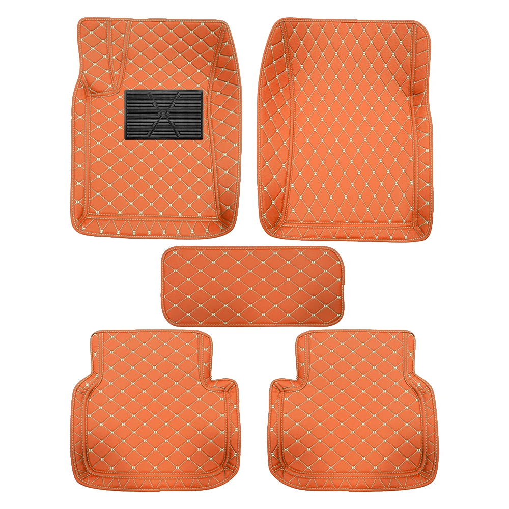 Car Floor Mat  Left Hand Drive Universal  Car Carpet Covers Front and Rear Seat Installation Suspension Pedals Model 5pcs Yellow
