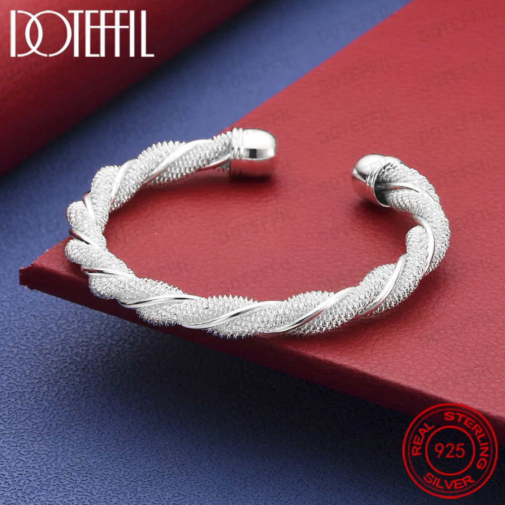 Breiter geflochtener Armreif aus 925er-Silber, Sterling-Mesh, für Damen und Herren, Schmuck, Bijoux, Punk-Schmuck