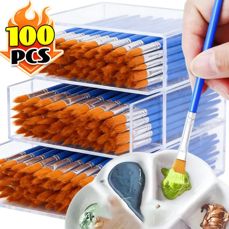 

Профессиональные кисти для рисования: нейлоновые плоские кисти с заостренным кончиком для акрила, акварели, гуаши. Инструменты для живописи.