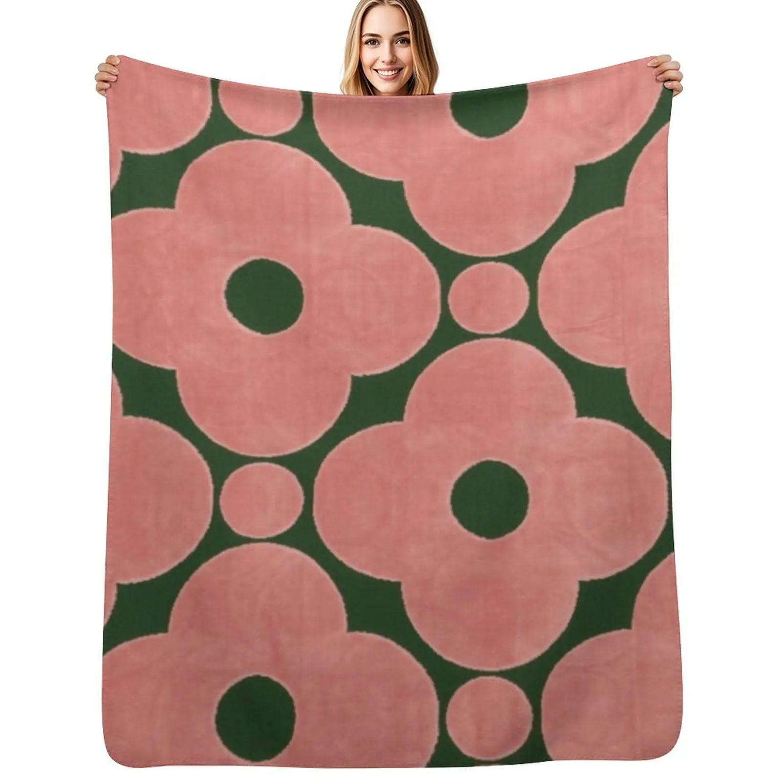 Orla kiely flower design, green color kiely , orla kiely art Throw Blanket Elegant Warm Throw Blanket for Hotel Home