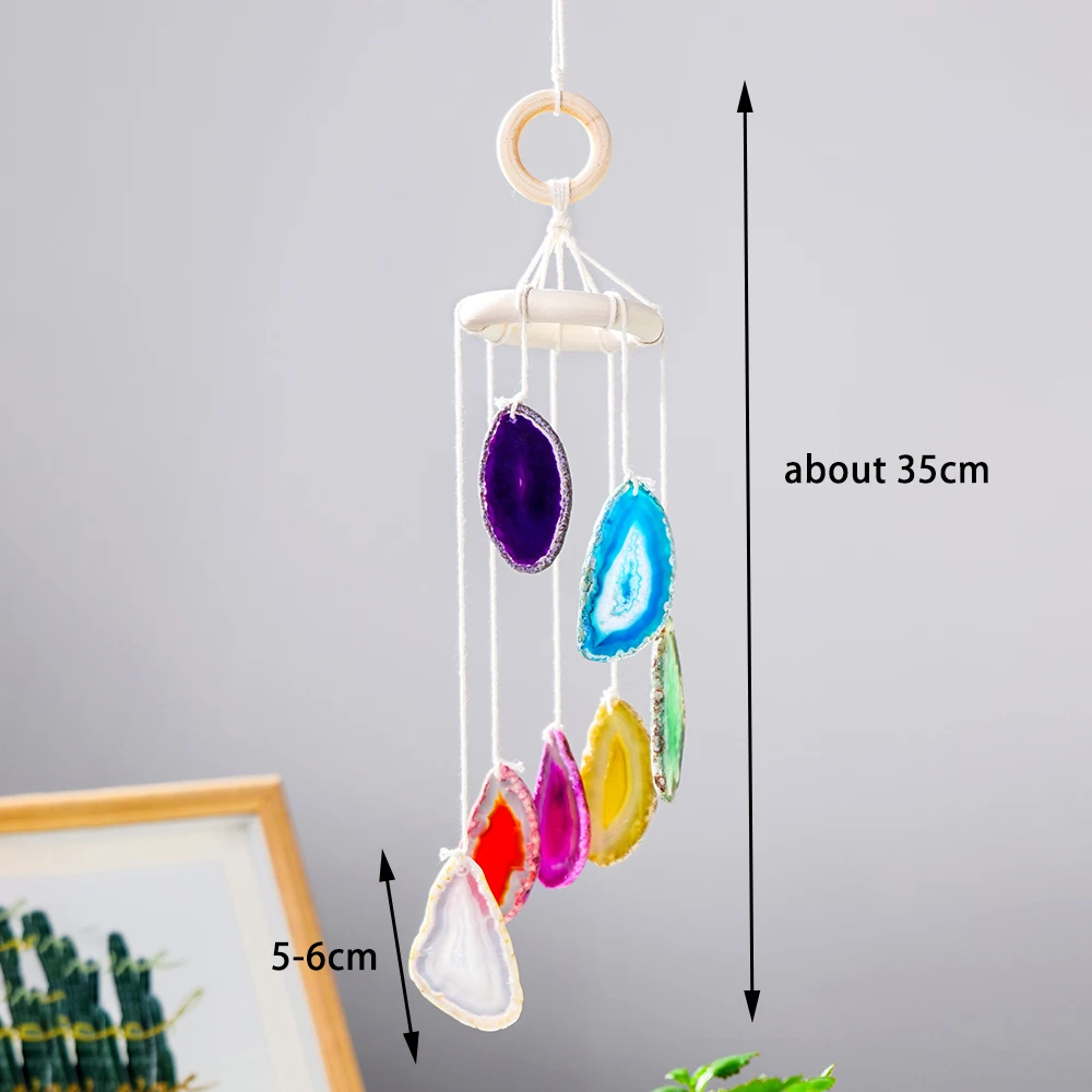 Natural Crystal Agate Windchime Reiki Healing Gemstones Pendant Crystal Wind Chime Home Garden Wall