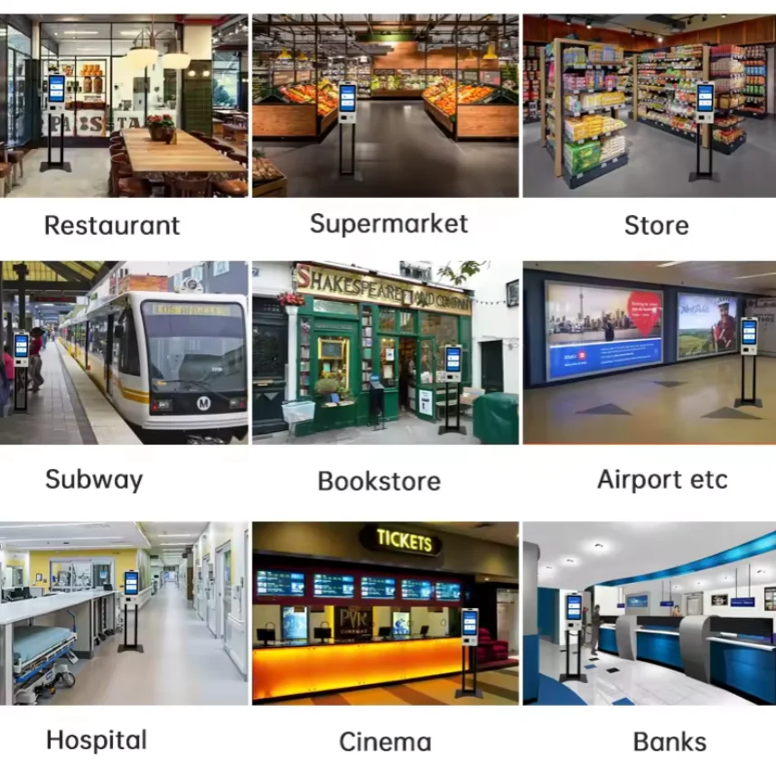 22" Touchscreen PCAP Self-Service Fast Food Order Kiosk QR Code Scanner Drucker für den Innenbereich für Fast Food