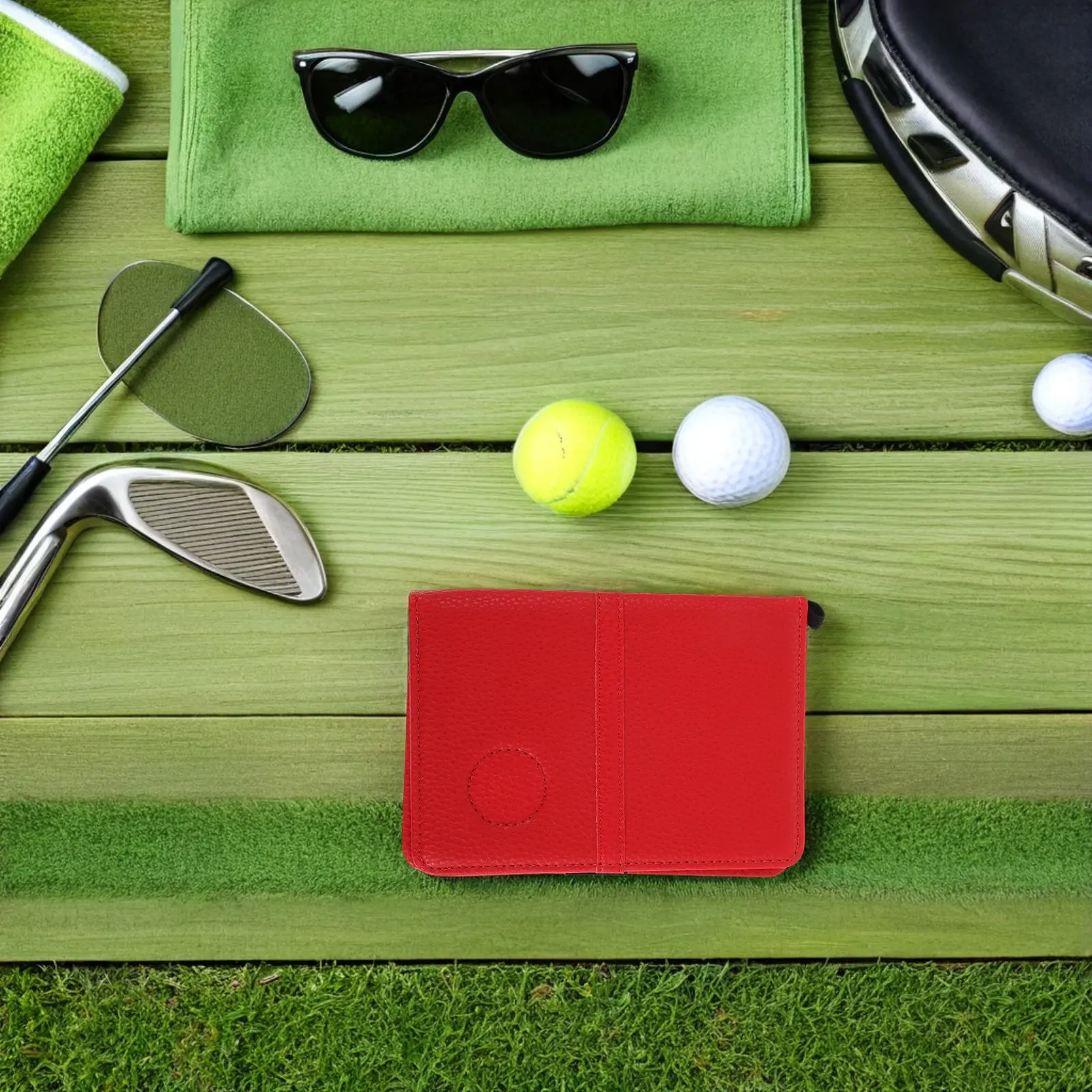PU Golf Scorecard Holder 6.3x4.3x0.6 Inch Compact Pocket Organizer Golf Log Book Protector for Men Women Outdoor Sports