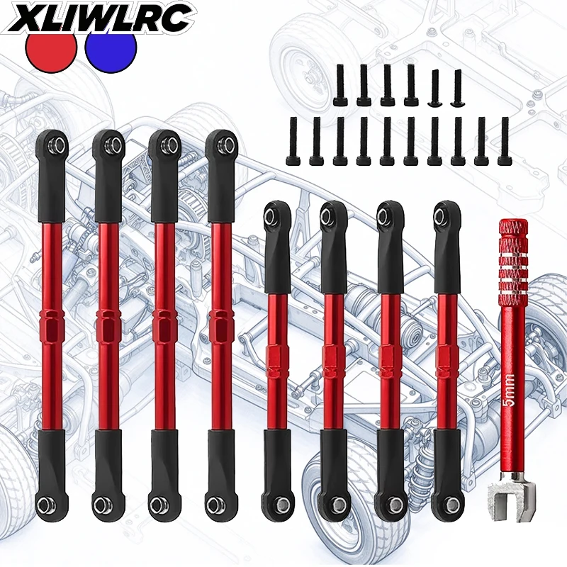 1SET Metal Front and Rear Toe Links with Hollow Balls 7118 7138 for TRX 1/16 E-Revo Summit RC Car Upgrade Parts Accessories