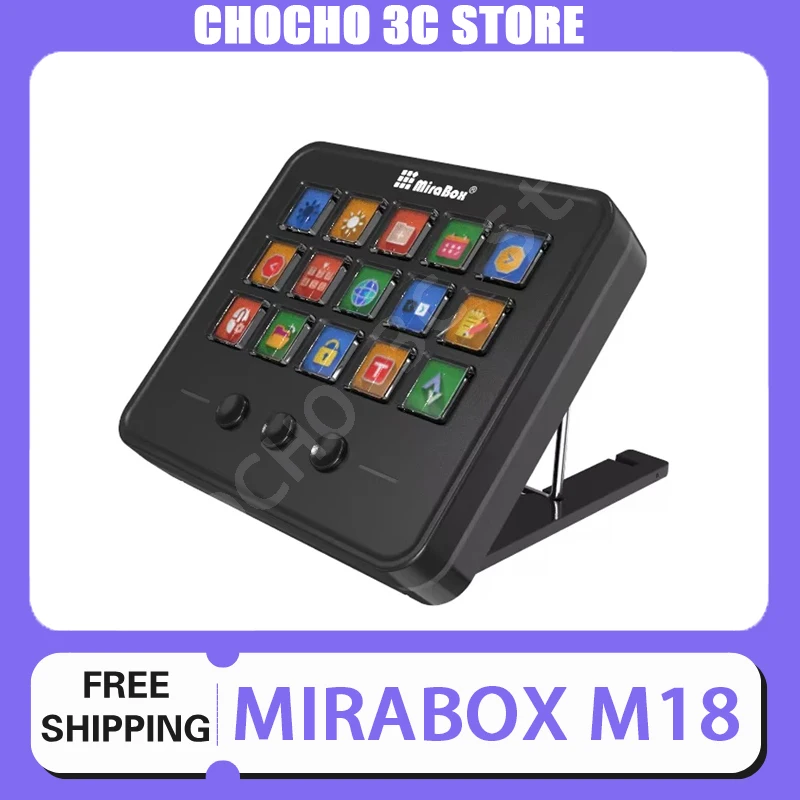 Mirabox M18 V2.0 Stream Deck Keyboard Visual DIY Macro Buttons Desktop Keyboard 18Keys Adjustable Console Stand Touch HA Custom