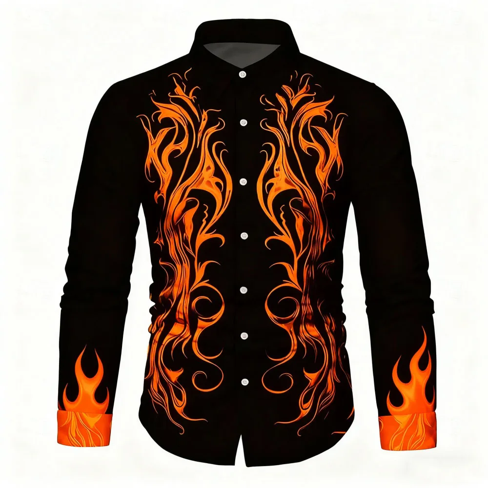 

New men's 3D printed formal shirt, a classic collar long-sleeved shirt with tribal patterns, fashionable men's shirt with fast s