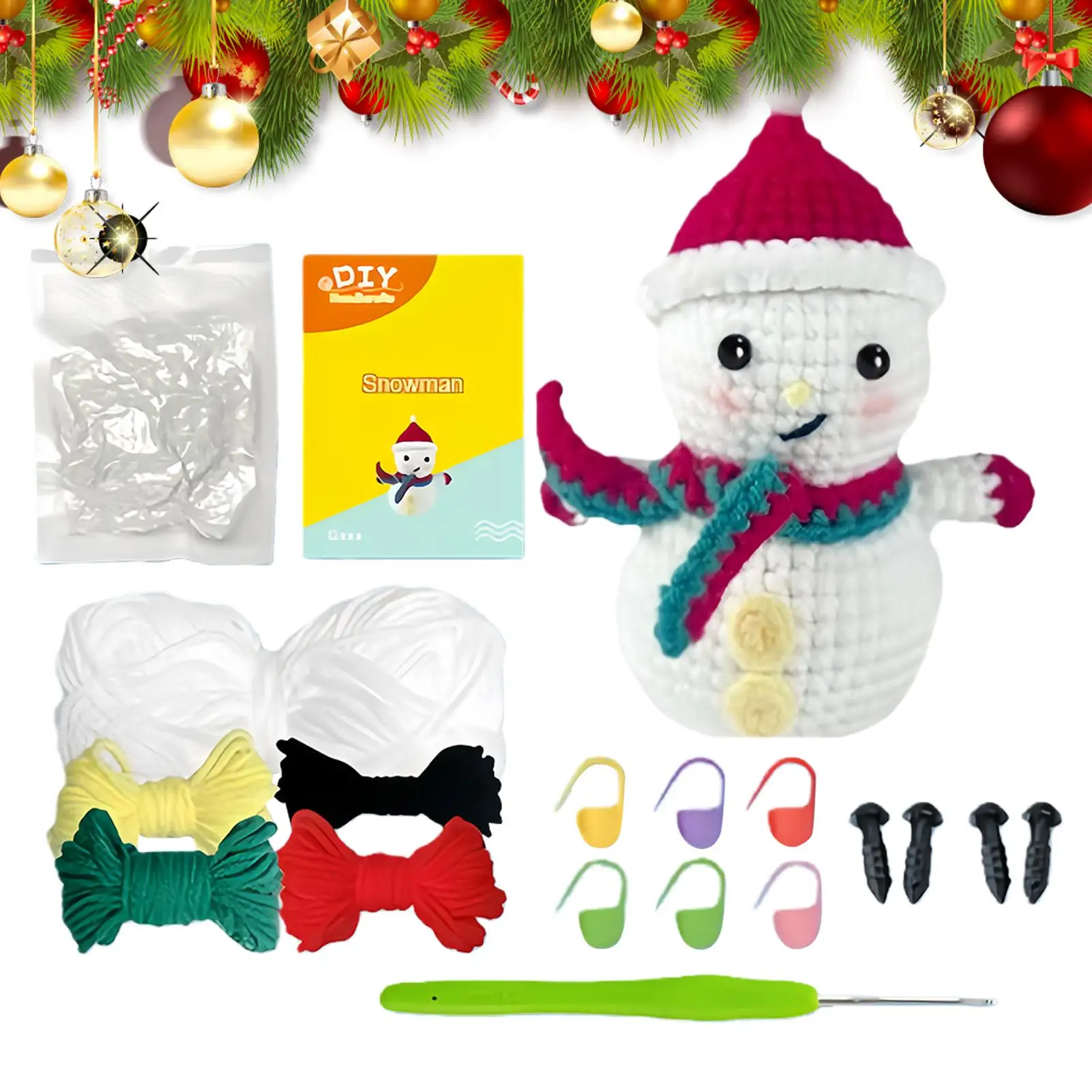 

Crochet Kit Christmas Snowman Craft Supplies With Yarn Hook Easy Crochet Kit With Video Tutorials For Teens Women Men Home