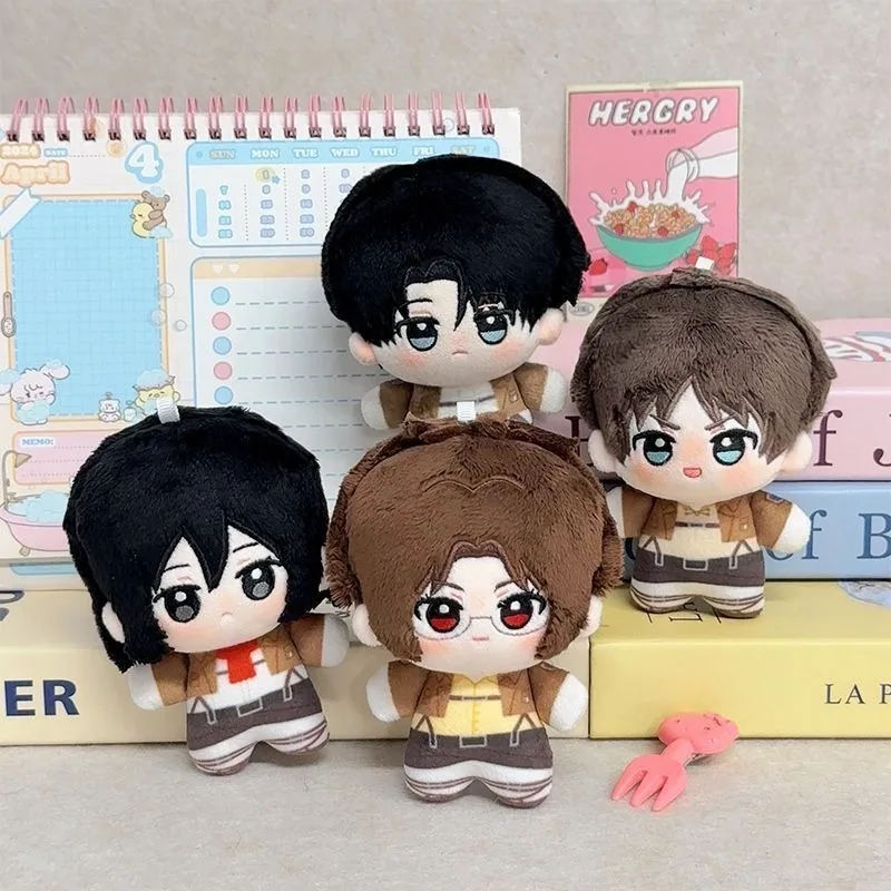 Attack On Titan 10cm Plush Doll Levi Eren Mikasa Hange Cute Stuffed Figure Cartoon Soft Toy Fans Collection Birthday Gift view 4