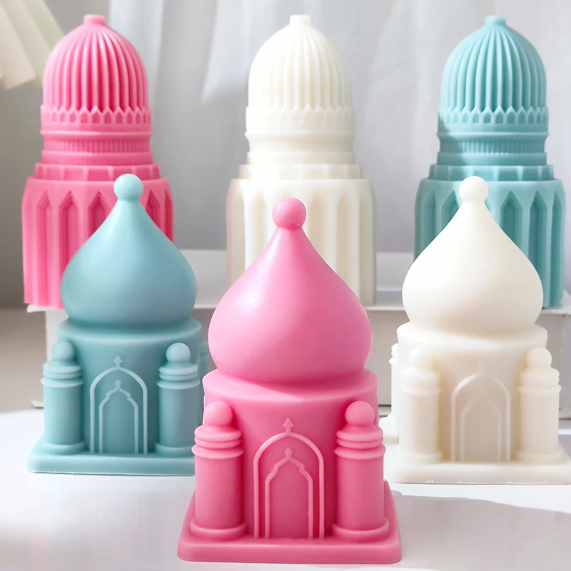 

Mosque style silicone mold handmade construction candle tabletop decoration for Eid al Fitr holiday gypsum decoration