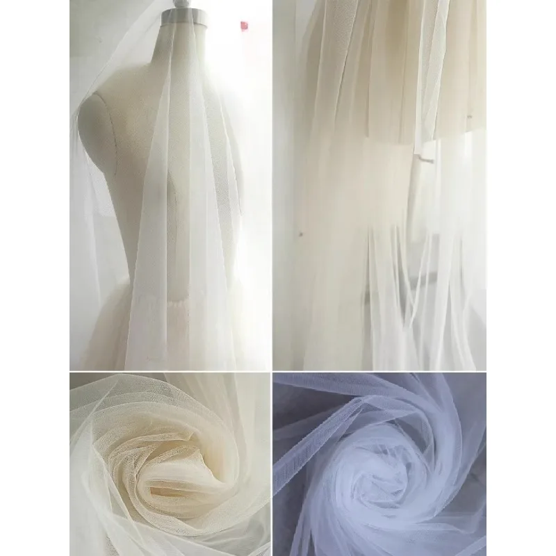 

3-meter-wide, Three Color Soft Mesh, Plain Face Veil, Elegant Handmade DIY Wedding Dress, Dress, Clothing Decoration Accessories