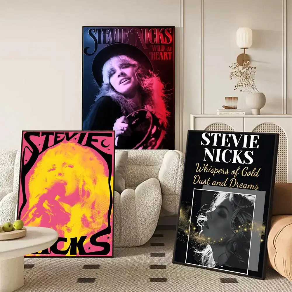 Singer S-Stevie N-Nicks Poster Waterproof Self-Stick Wall Art Stickers, Removable Wall Decor for Living Room and Bedroom