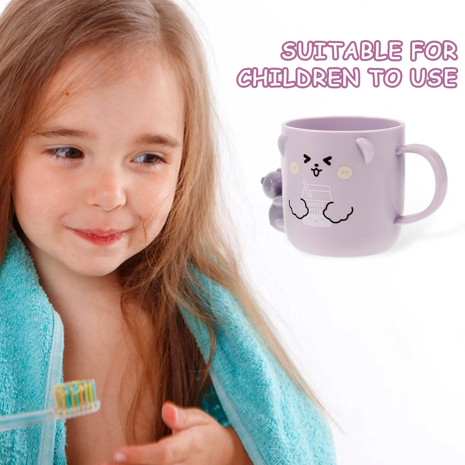 

2Pcs Cartoon Cups Plastic Bathroom Mug Cute 3D Bear Shape Smooth Mouth Reusable Toothbrush Cups Bathroom Mug