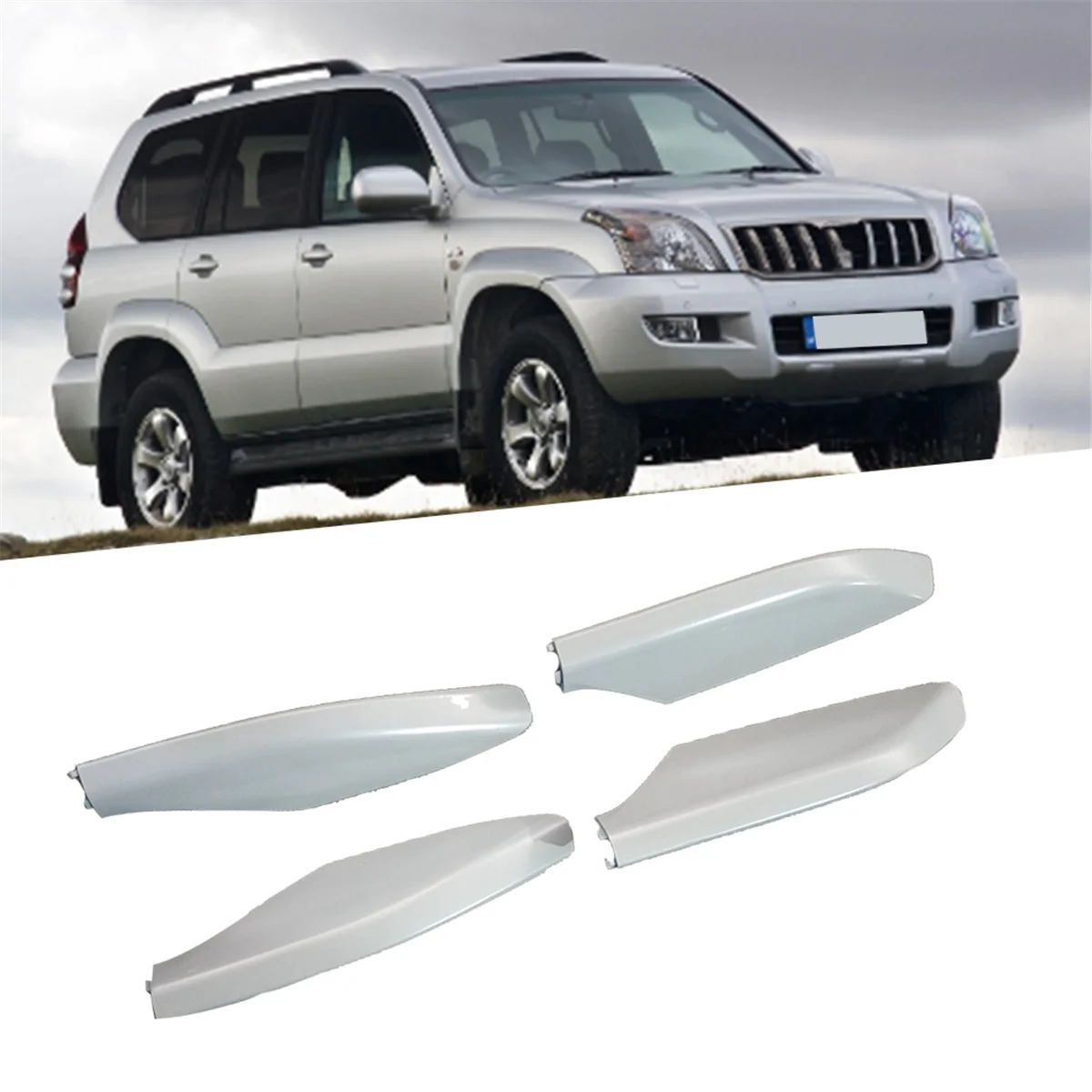 Car Roof Rack Cover Luggage Bar Rail End Protection Lid 6349260040 for LAND CRUISER PRADO LC120 2003-2009 Silver