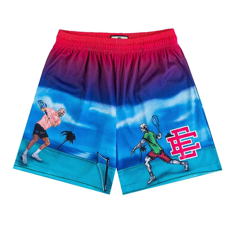 New Summer Eric Emanuel EE Basic Mesh Short Classic Floral Printed Gym Shorts Men\'s Gym Basketball Sports Beach Shorts Men