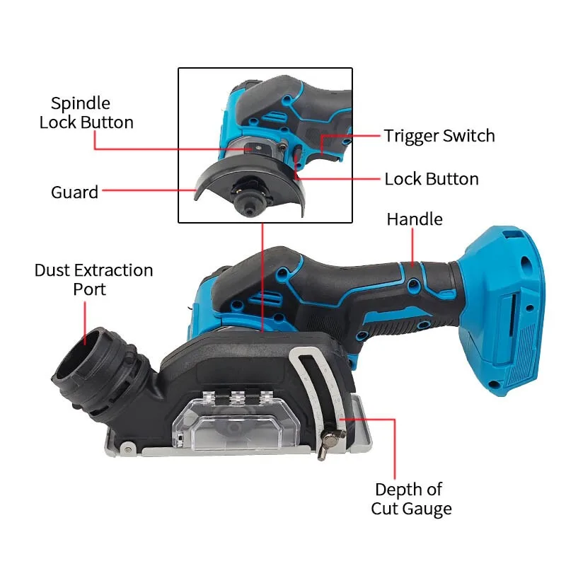 3 Inch Mini Angle Grinder Cordless 3 Inch Electirc CUT OFF Tool Cutting Circular Saw Power Tool For Makita 20V Battery