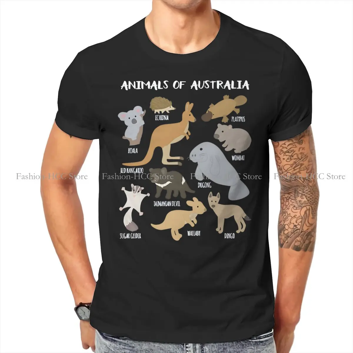 Animals Hipster TShirts Australian Kangaroo Men Graphic Fabric Streetwear T Shirt O Neck 