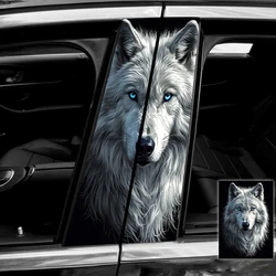 2pcs Wolf Car Sticker Car B-Pillar Vinyl Decal Animal Car Door Post Decorative Sticker Diy Decorative Sticker