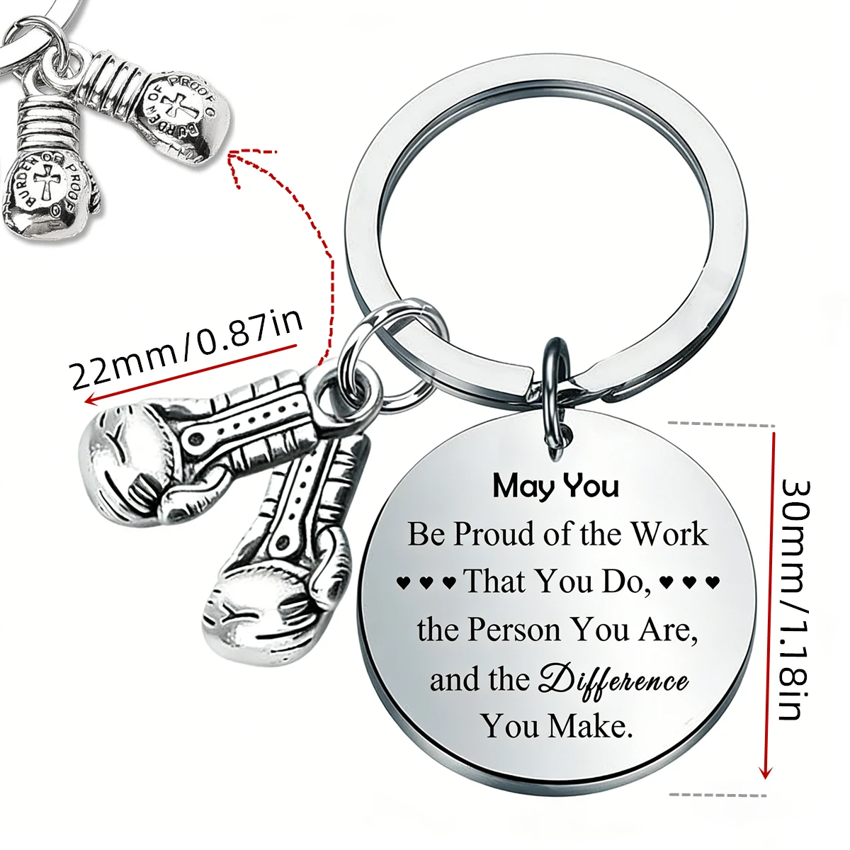 1PC Boxer Keychain with Dual Boxing Glove Charms Thank You Gift for Coach Boxing Trainer Club Team Appreciation Keyring