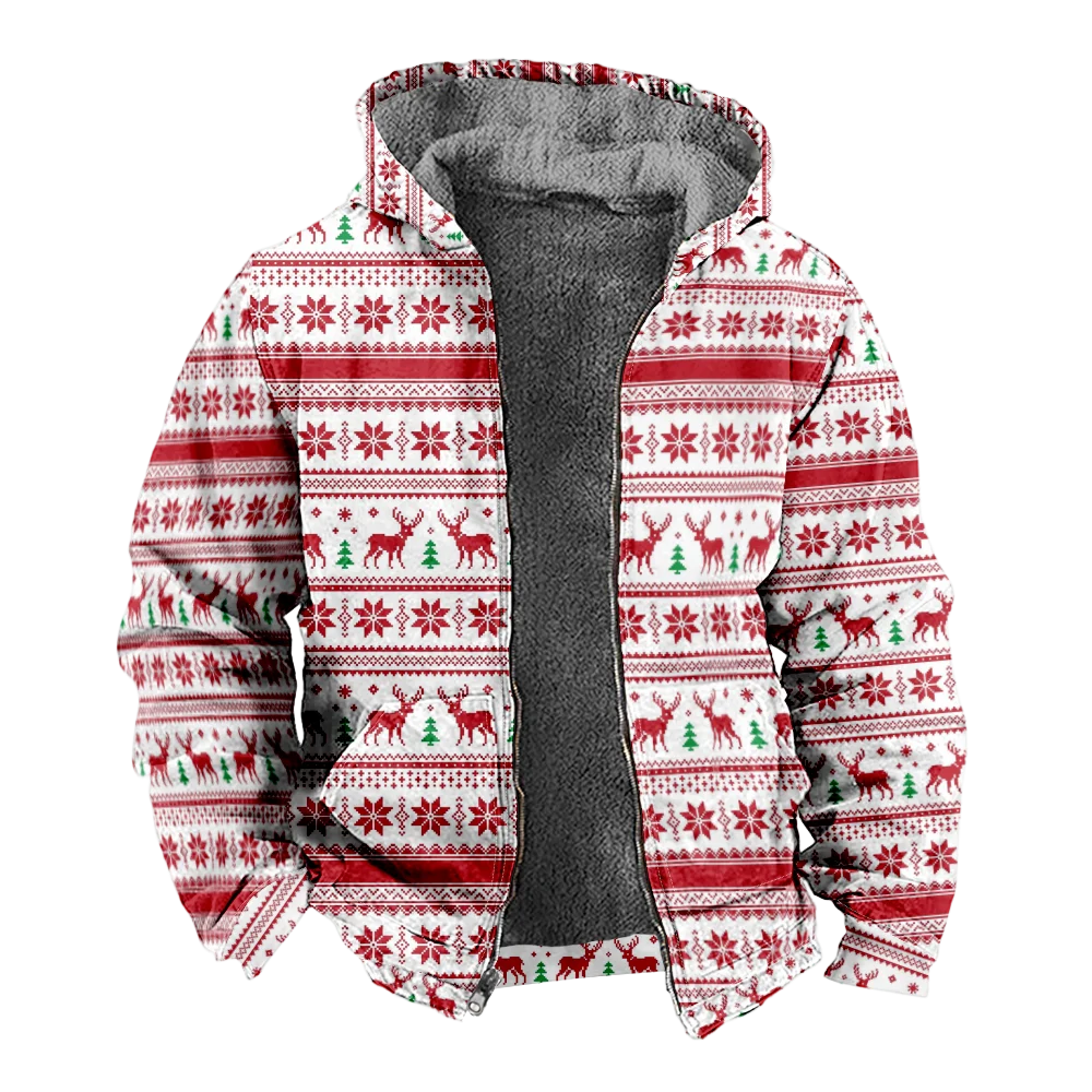 Men's Winter Jackets Coats,Reindeer geometric Pattern Cotton Clothes Overcoat Wrinkle-resistant Sports Party