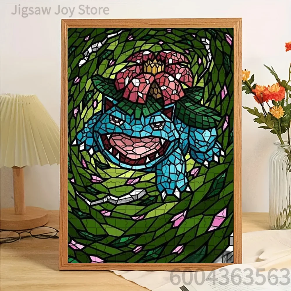 

Paper Jigsaw Puzzle Venusaur Stained Glass Floral Style Artwork Brain Teaser