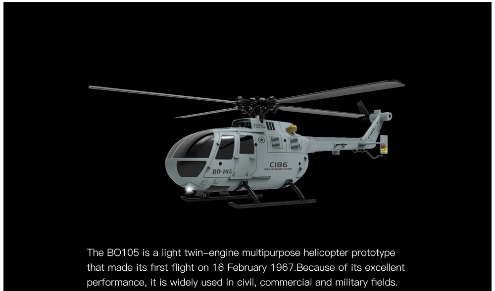 C186 RC ヘリコプター 2.4 グラム 4CH BO105 飛行機 4 プロペラ 6 軸