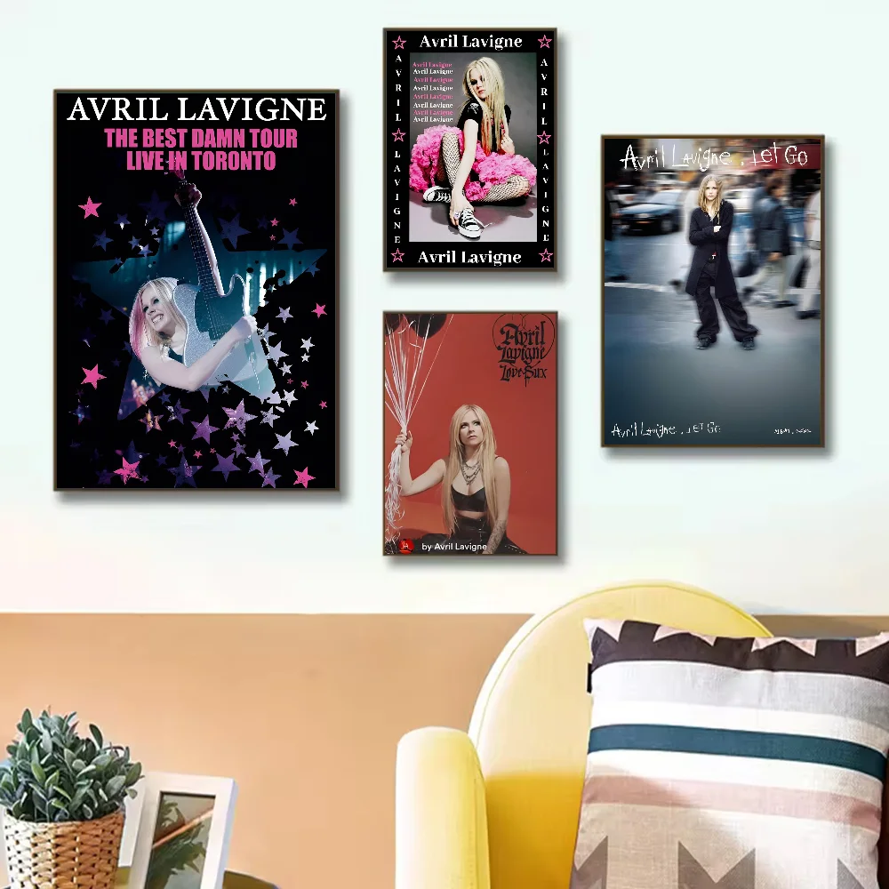 ملصق أفريل لافين عالي الدقة على الحائط اللاصق المقاوم للماء لغرفة المعيشة المنزلية وغرفة النوم والديكور الجمالي