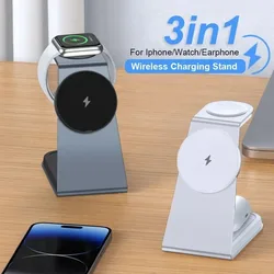 T3 Wireless Charger Stand 3 In 1 Magnetic Fast Charging Dock Station for iPhone 14 13 12 Pro Max Apple Watch 8 7 6 Airpods Pro