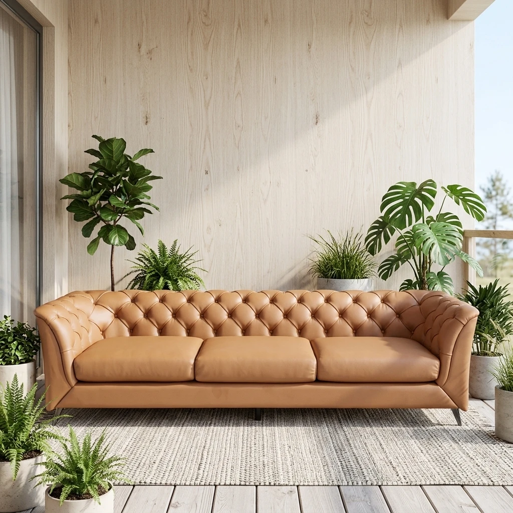 &For Tufted PU Leather L Shape Sofa Modern Luxury Caramel Color Armless Modular Sofa for Living Room