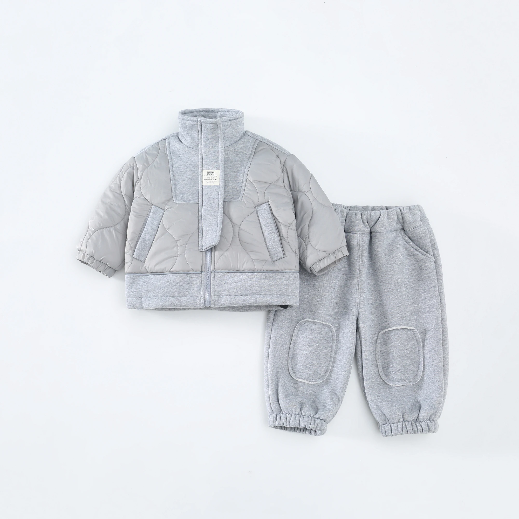 

Winter Children Sweatshirt Sets Boys Plus Thick Patchwork Warm 2pcs Suit Baby Long Sleeve Zipper Cardigan+Pants Sports Outfits