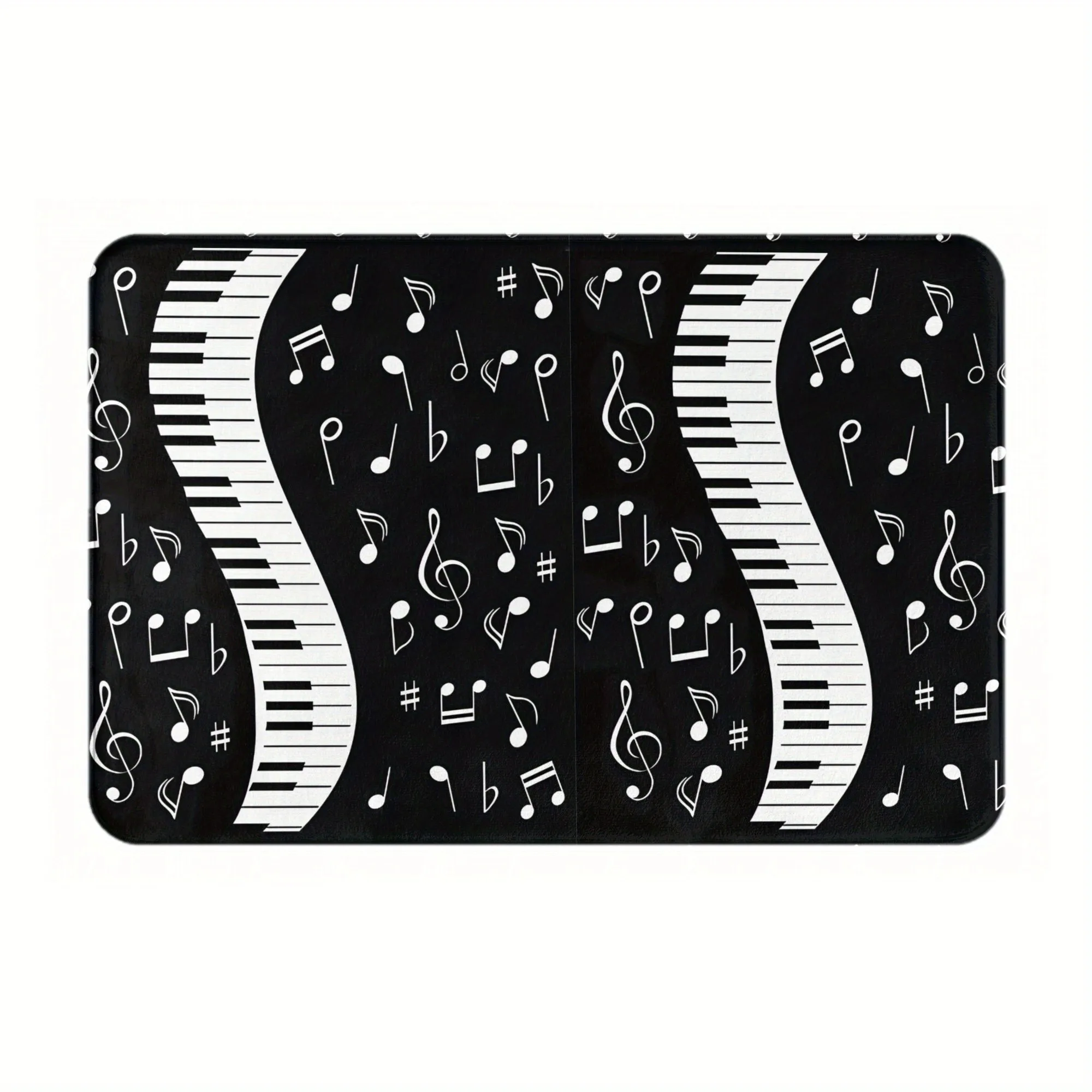 Music Note Piano Key Print Polyester Door Mat Durable Entrance Floor Mat for Home Decor