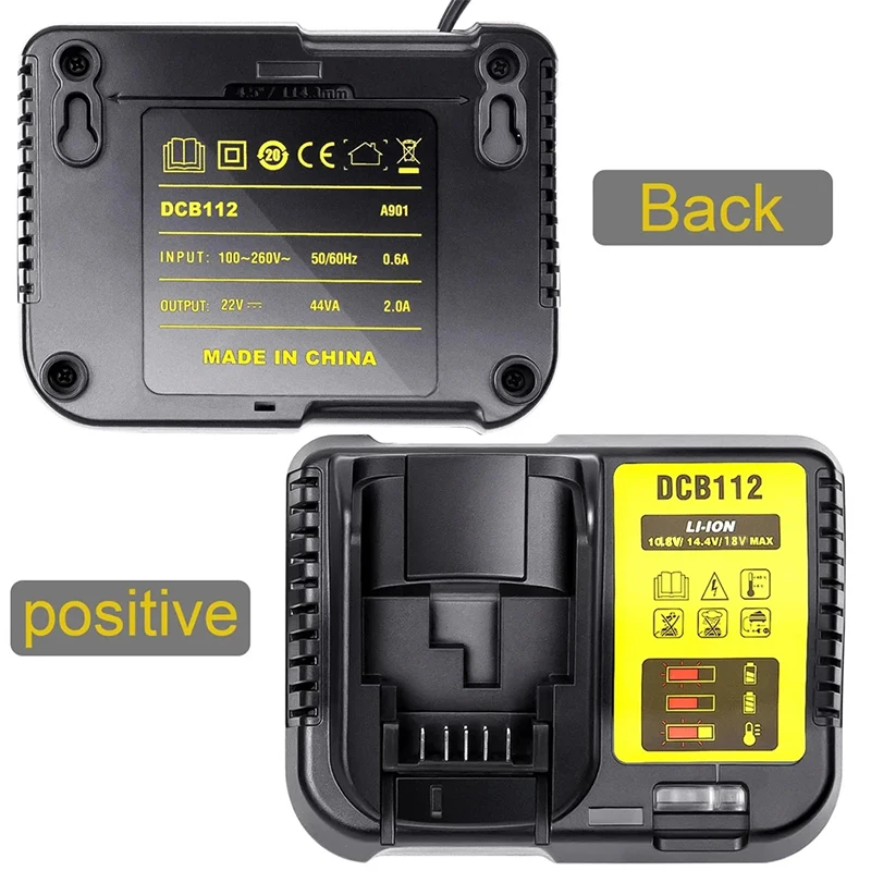 DCB112 Li-ion Battery Charger For DeWalt 10.8V 12V 14.4V 18V 20V Battery DCB118 DCB101 DCB127 DCB609 DCB200 DCB140 DCB105 DCB200