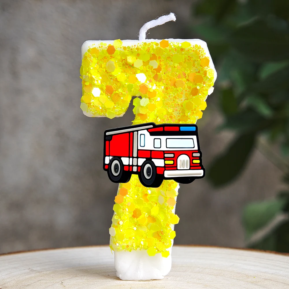 Bunte Feuerwehrauto-Geburtstagskerze Rauchfreie Paraffin-Kuchendekoration für Kinderpartys Babypartys Feiertagsfeiern – Detail 8