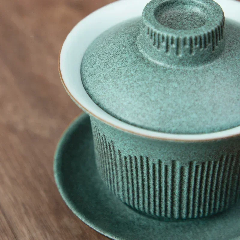 

Керамическая чашка для чая gaiwan, зеленое супление, китайский чайный сервиз кунг-фу, 140 мл