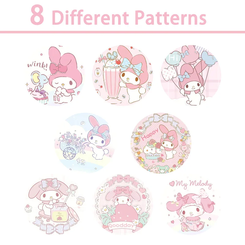 500 pçs/rolo sanrio kuromi adesivos recompensa kawaii olá kitty melodia diy pvc portátil decalques decoração dos desenhos animados stiker presente do miúdo brinquedo