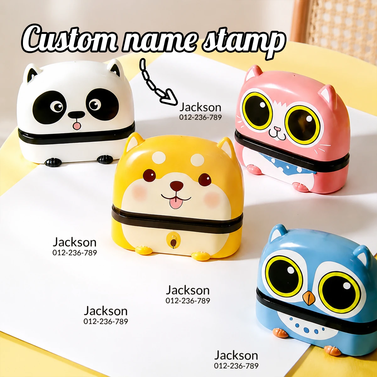 Personalisierter Stempel, Cartoon-Muster Namensstempel, Individueller Namensstempel für Kleidung, Wasserfest